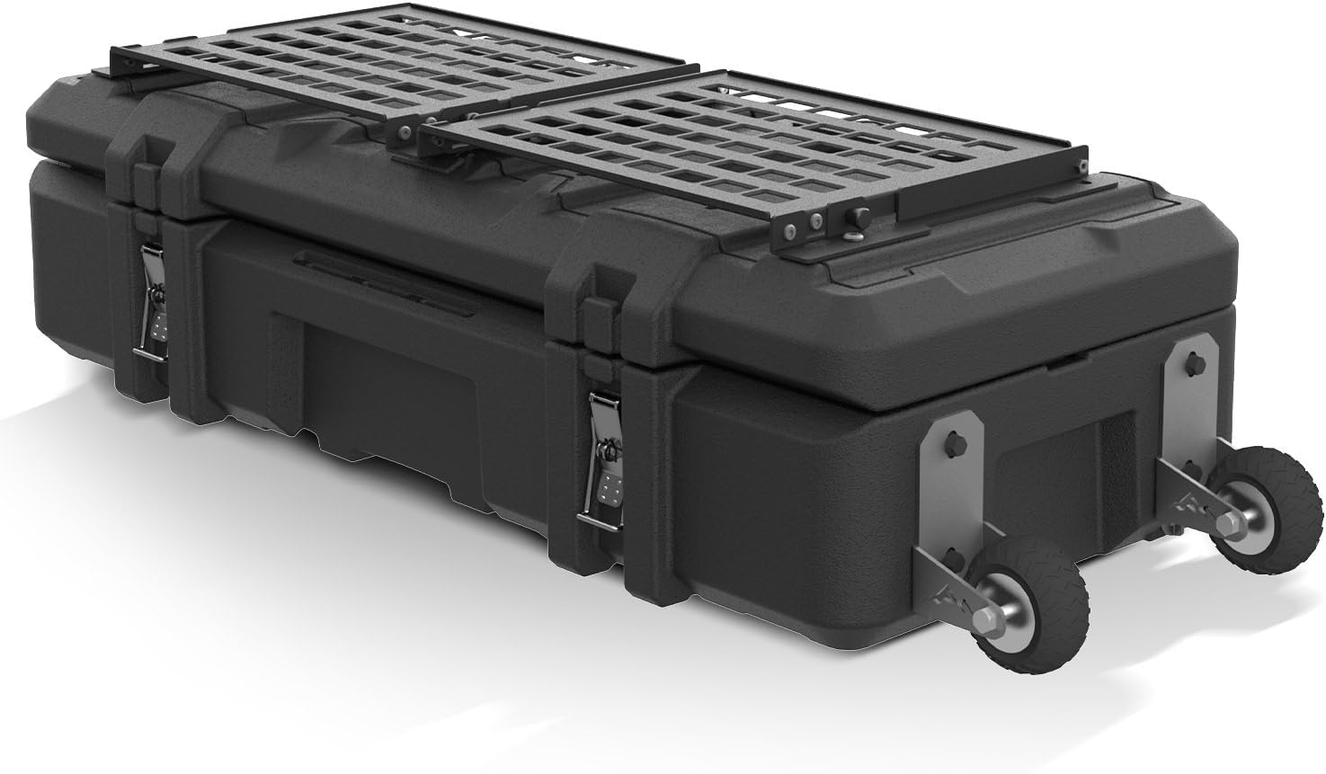 MGS 141 Quart Waterproof Cargo Case with Resting Kit & Inside Molle Panel Travel Assist Tires - BROADDICT
