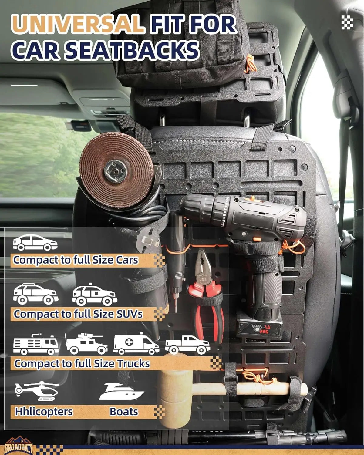 Rigid Molle Panels Seat Back Modular Storage for Tactical Gear - BROADDICT