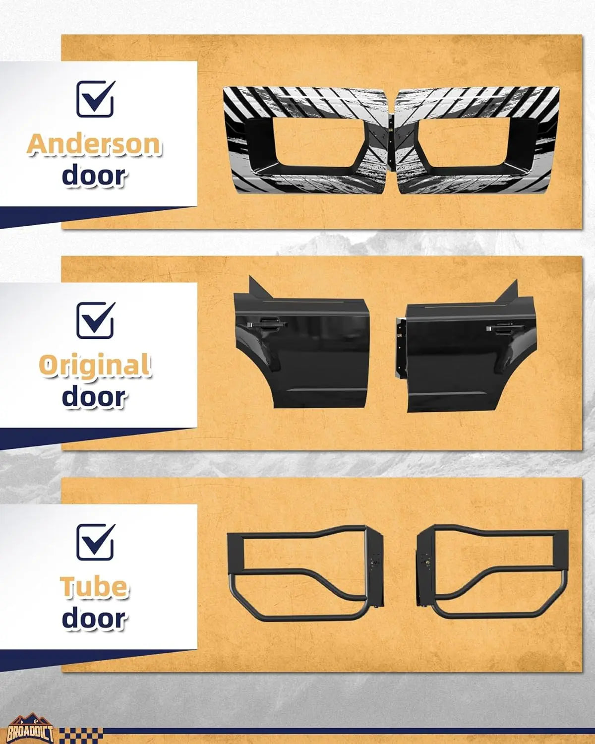 2x Aluminum Wall Mount Door Hanger Brackets - BROADDICT