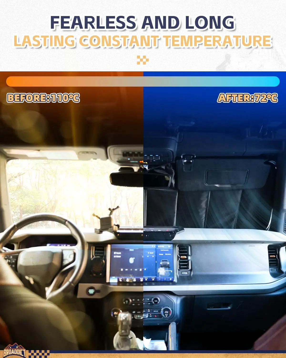 Windshield Sunshade Fit for Ford Bronco 2021-2025 Foldable Front Sunshade Protector Accessories-5