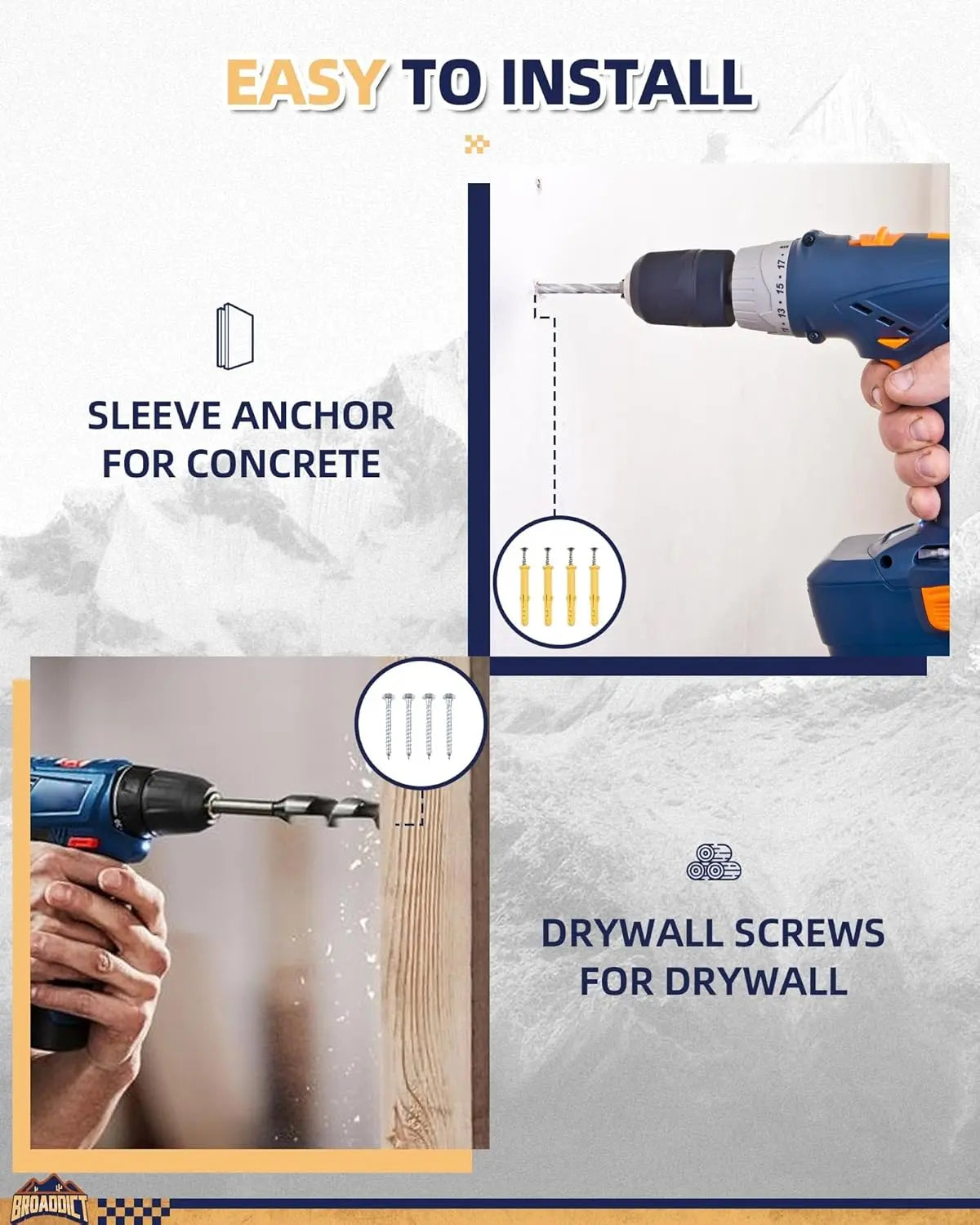 2x Aluminum Wall Mount Door Hanger Brackets - BROADDICT