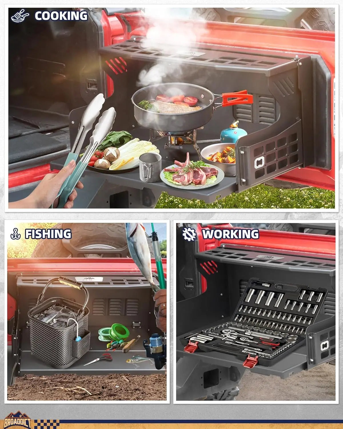 Rear Door Tailgate Table for Jeep Wrangler JK JKU JL JLU 2007-2025 2/4 Door - BROADDICT