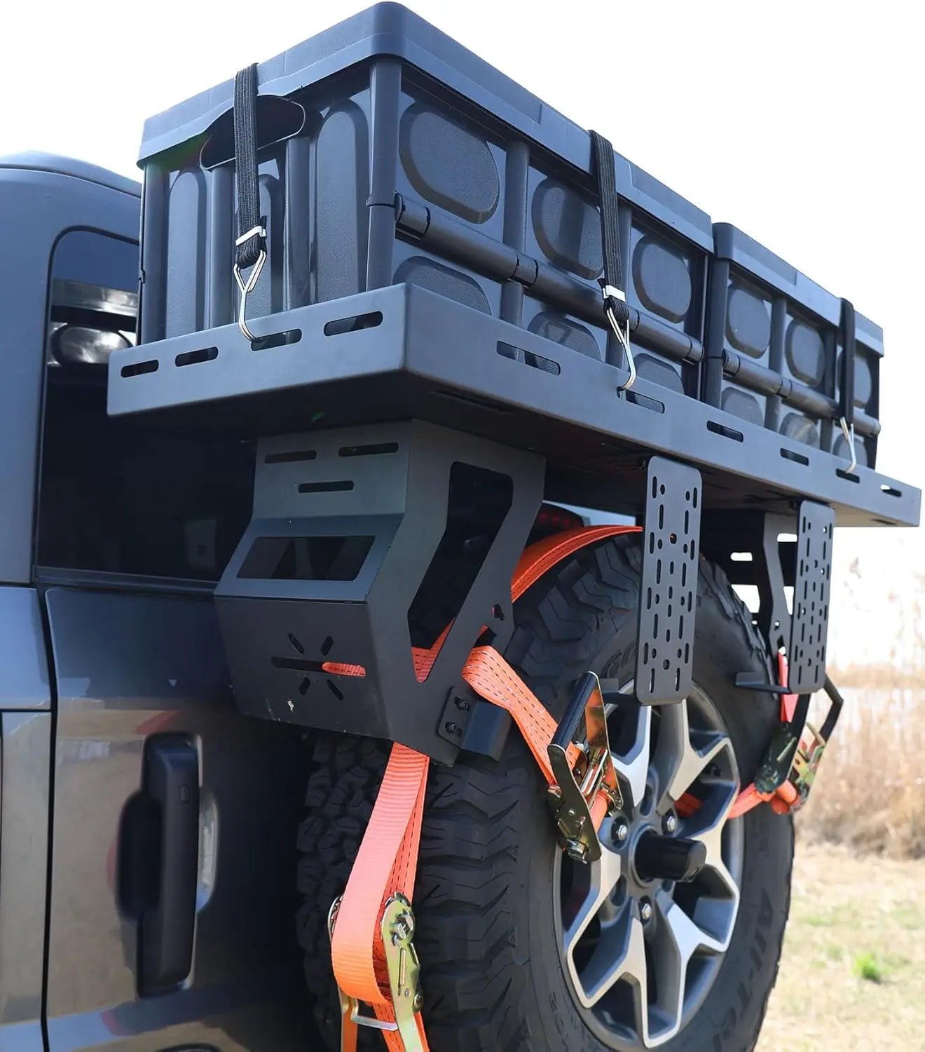 Spare Tire Cargo Basket for 30"-40" Tires Fit for Ford Bronco/Jeep Wrangler - BROADDICT