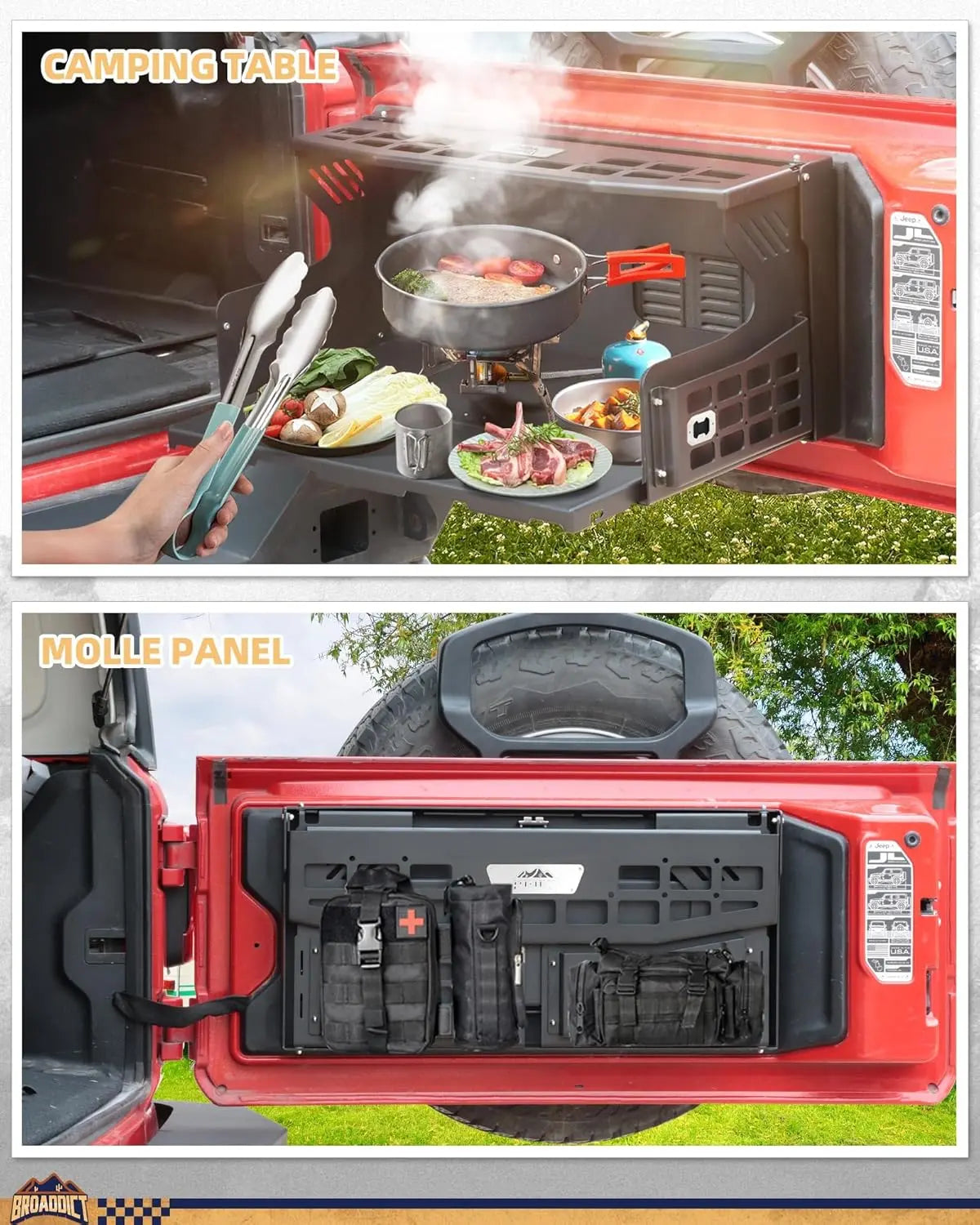 Rear Door Tailgate Table for Jeep Wrangler JK JKU JL JLU 2007-2025 2/4 Door - BROADDICT