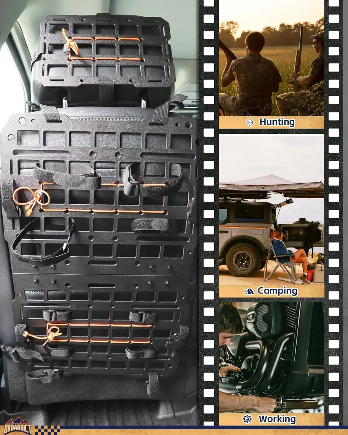 Rigid Molle Panels Seat Back Modular Storage for Tactical Gear - BROADDICT
