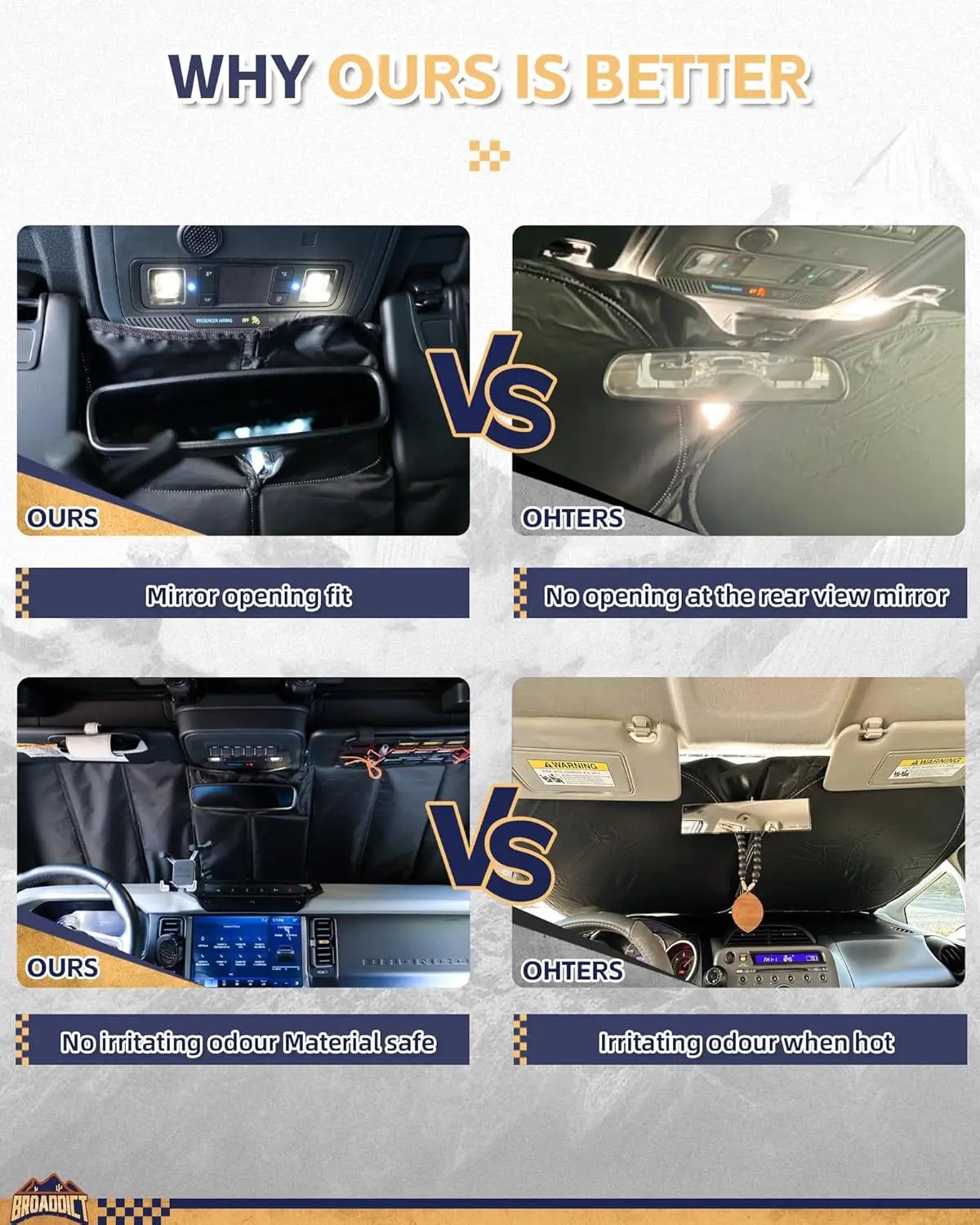 Windshield Sunshade Fit for Ford Bronco 2021-2025 Foldable Front Sunshade Protector Accessories-7
