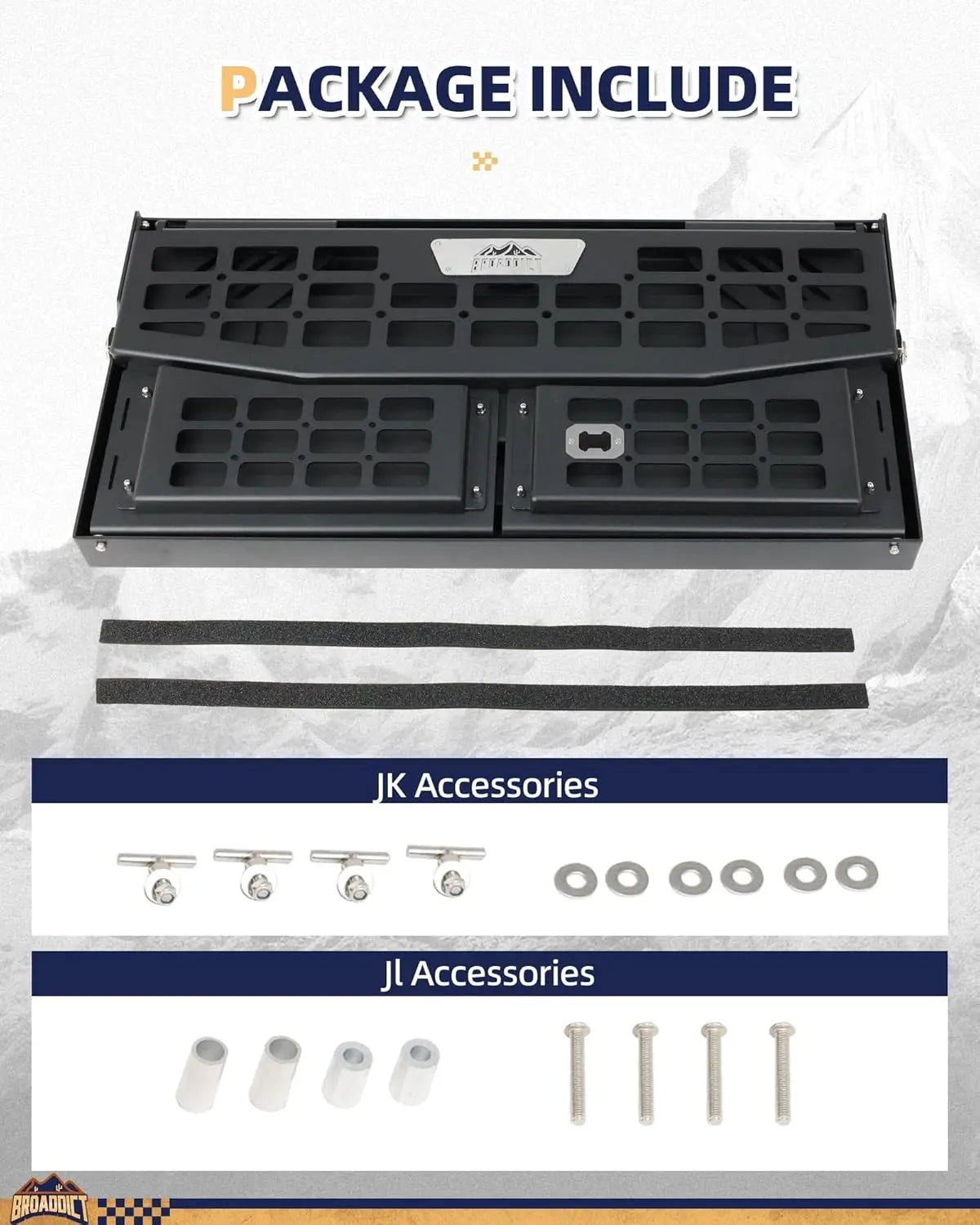 Rear Door Tailgate Table for Jeep Wrangler JK JKU JL JLU 2007-2025 2/4 Door - BROADDICT