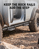BROADDICT Side Steps Fit for 2021-2026 Ford Bronco 4-Door with OEM Rock Rails, Add-On Steps with Upgraded Anti-Rust Finish