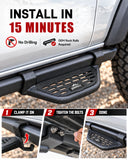 BROADDICT Side Steps Fit for 2021-2026 Ford Bronco 4-Door with OEM Rock Rails, Add-On Steps with Upgraded Anti-Rust Finish