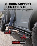 BROADDICT Side Steps Fit for 2021-2026 Ford Bronco 4-Door with OEM Rock Rails, Add-On Steps with Upgraded Anti-Rust Finish